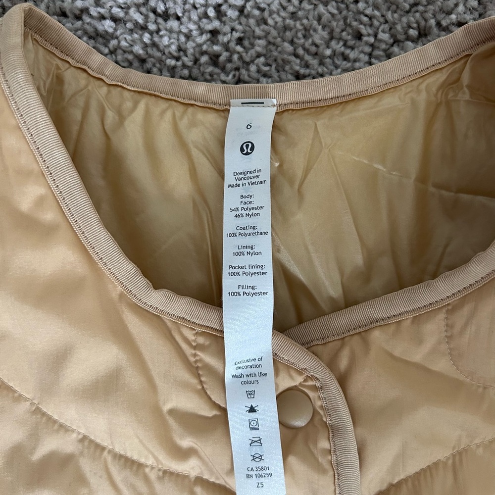 Lululemon Insulated Quilted Long Bomber- Heather Pecan Tan - Picture 4 of 11